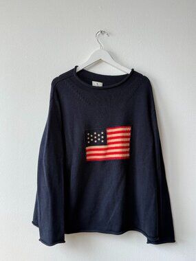 Tuckernuck American Flag Knit Sweater in Navy